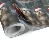 Malti tzu Sneeuwslee Kerstdecoratie Cadeaupapier (Rol Hoek)