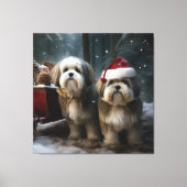 Malti tzu Sneeuwslee Kerstdecoratie Canvas Afdruk (Voorkant)