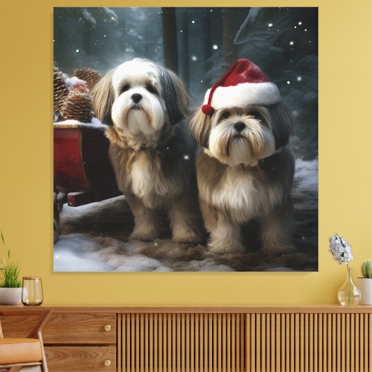 Malti tzu Sneeuwslee Kerstdecoratie Canvas Afdruk (Insitu (Woonkamer))