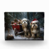 Malti tzu Sneeuwslee Kerstdecoratie Fotoblokken (Voorkant)