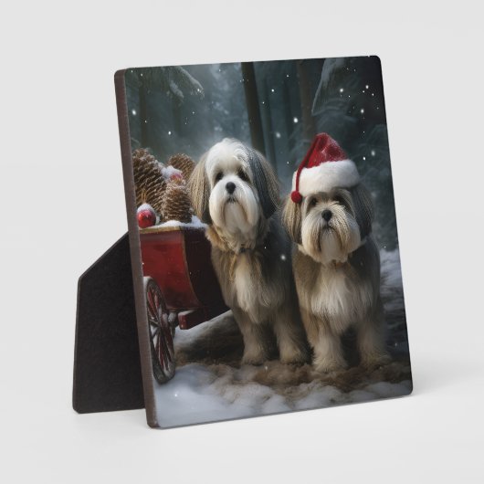 Malti tzu Sneeuwslee Kerstdecoratie Fotoplaat (Voorkant)