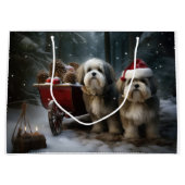 Malti tzu Sneeuwslee Kerstdecoratie Groot Cadeauzakje (Voorkant)