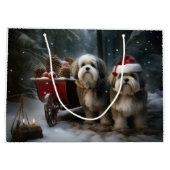 Malti tzu Sneeuwslee Kerstdecoratie Groot Cadeauzakje (Achterkant)
