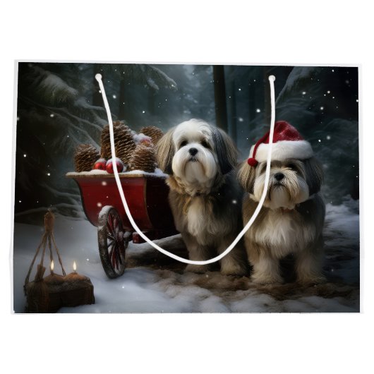 Malti tzu Sneeuwslee Kerstdecoratie Groot Cadeauzakje (Achterkant)