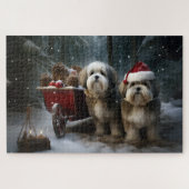 Malti tzu Sneeuwslee Kerstdecoratie Legpuzzel (Horizontaal)