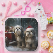 Malti tzu Sneeuwslee Kerstdecoratie Papieren Bordje (Feest)
