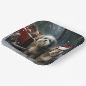 Malti tzu Sneeuwslee Kerstdecoratie Papieren Bordje (Gebogen)