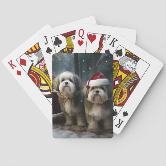 Malti tzu Sneeuwslee Kerstdecoratie Pokerkaarten (Achterkant)