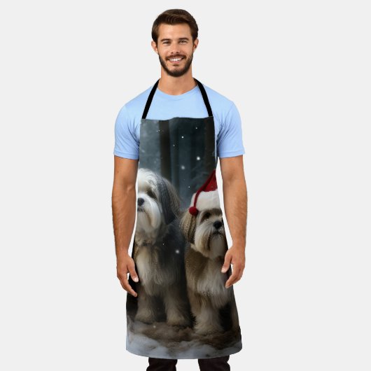 Malti tzu Sneeuwslee Kerstdecoratie Schort (Gedragen)