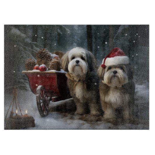 Malti tzu Sneeuwslee Kerstdecoratie Snijplank (Voorkant)