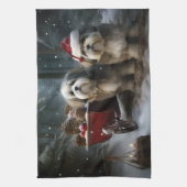 Malti tzu Sneeuwslee Kerstdecoratie Theedoek (Verticaal)