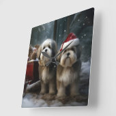 Malti tzu Sneeuwslee Kerstdecoratie Vierkante Klok (Hoek)