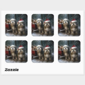 Malti tzu Sneeuwslee Kerstdecoratie Vierkante Sticker (Vel)
