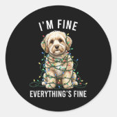 Maltio Christmas I'm Fine Everything Is Fine Ronde Sticker (Voorkant)
