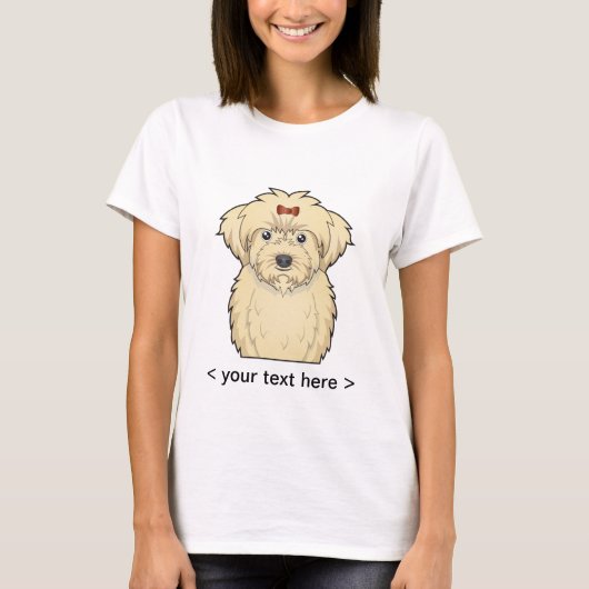 Maltipoo Cartoon gepersonaliseerd T-shirt (Voorkant)