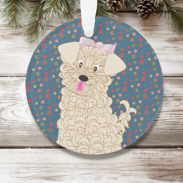 Maltipoo Dog Merry Christmas Custom Ornament