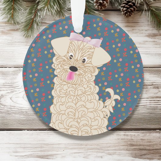 Maltipoo Dog Merry Christmas Custom Ornament