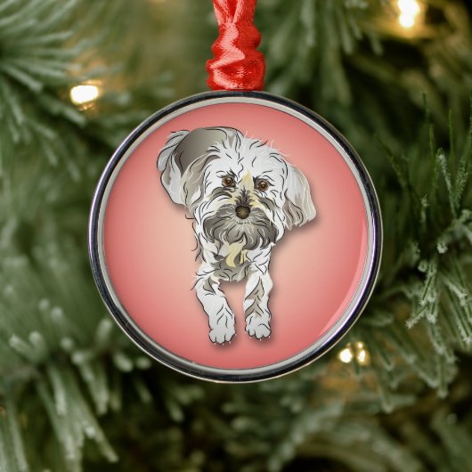 Maltipoo Dog op roze Metalen Ornament (Boom)