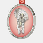 Maltipoo Dog op roze Metalen Ornament (Links)