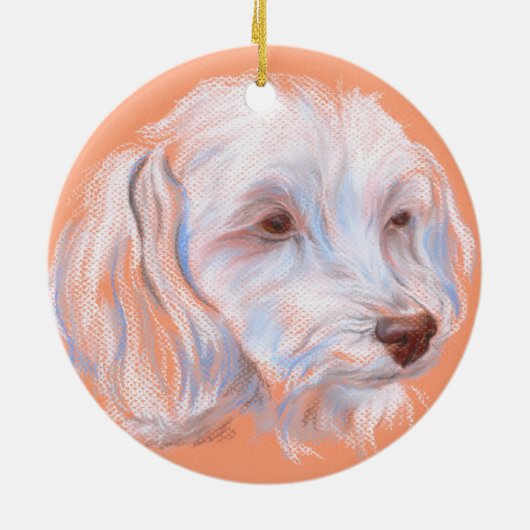 Maltipoo Dog Pastel Art Keramisch Ornament (Achterkant)