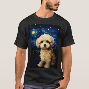 Maltipoo Dog Sterrennacht Van Gogh Kunstliefhebber T-shirt