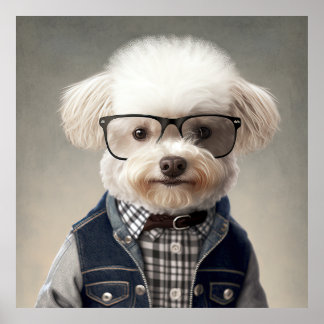 Maltipoo Hipster Dog Poster