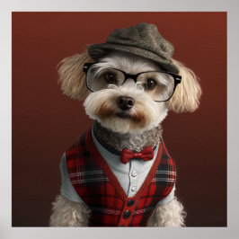 Maltipoo Hipster Dog Poster