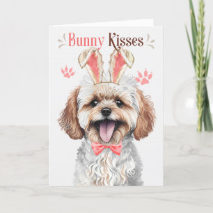 Maltipoo Hond in Konijnenoren voor Pasen Feestdagen Kaart