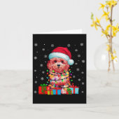 Maltipoo Hond Lelijke Kerstverlichting Santa Malti Kaart (Gele Bloem)