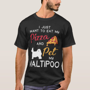 Maltipoo Hond Pizza liefhebber eigenaar Kerstmis V T-shirt