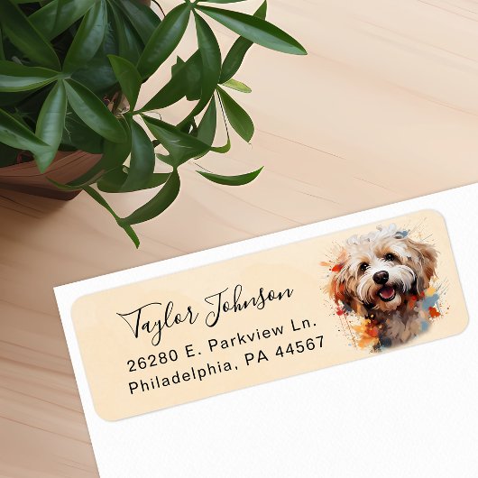 Maltipoo-hond retouradreslabel etiket