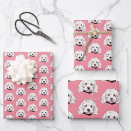 Maltipoo Hond Wit Roze Print Wrapping Paper Set