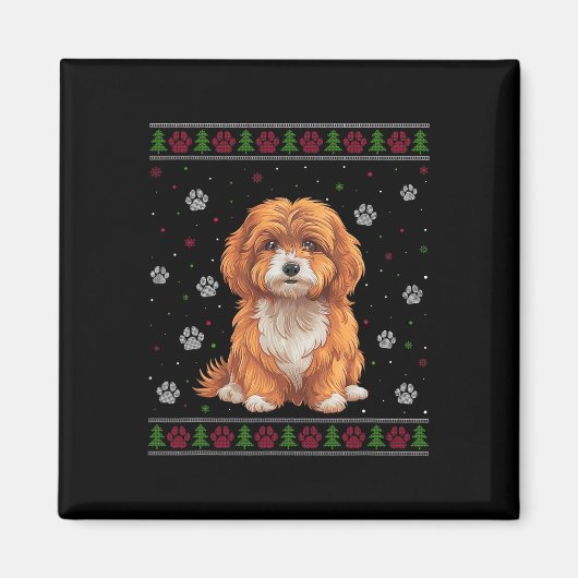 Maltipoo Kersttrui Xmas Huisdier Hond Lov Magneet (Voorkant)
