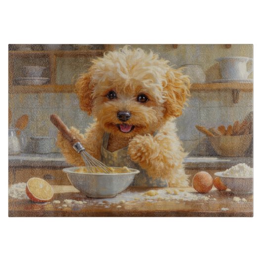 Maltipoo Kookt in Keuken Snijplank (Voorkant)