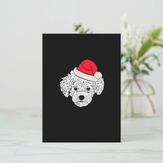 Maltipoo met kerstfeest Funny Birthday Hondenliefh Kaart (Staand voorkant)