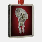 Maltipoo Puppy op Red Metalen Ornament (Rechts)
