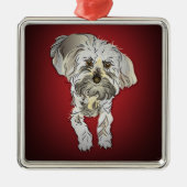 Maltipoo Puppy op Red Metalen Ornament (Voorkant)