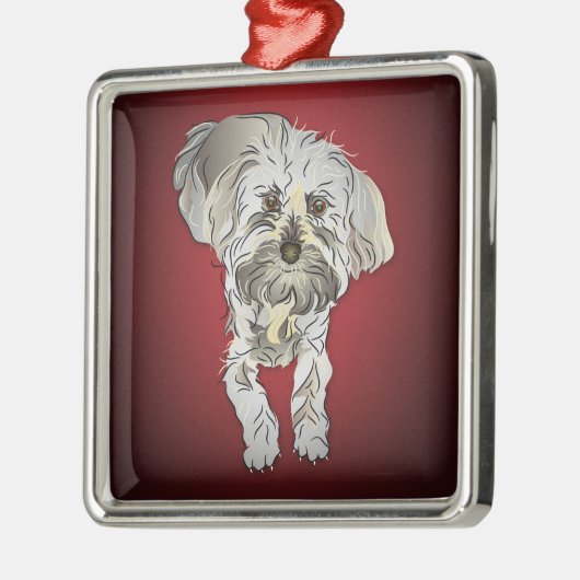 Maltipoo Puppy op Red Metalen Ornament (Links)