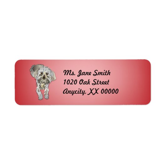 Maltipoo Puppy op roze Etiket (Voorkant)