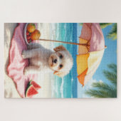 Maltipoo strand relax scène legpuzzel (Horizontaal)