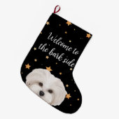 Maltipoo Welkom bij de Bark Side Funny Dog Grote Kerstsok (Voorkant (Hangend))