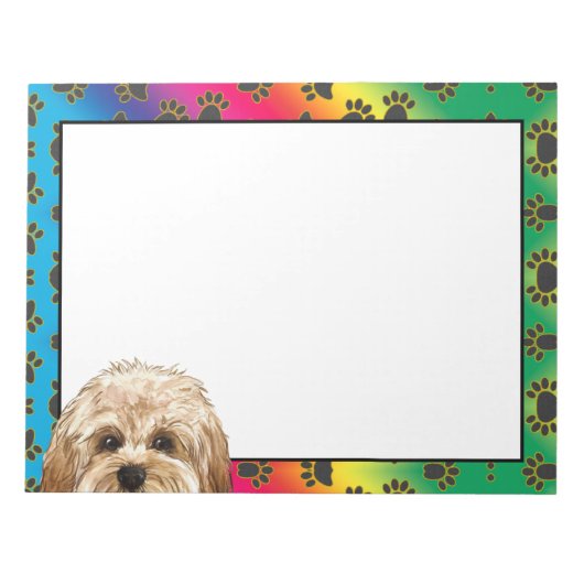 Maltipookleurig hondpawpatroon notitieblok (Voorkant)