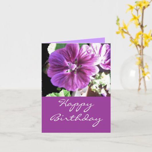 Malve -happy birthday kaart (Gele Bloem)