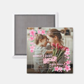 Mam 1 foto modern elegant roze girly moederdag magneet (Voorkant / Achterkant)