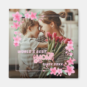 Mam 1 foto modern elegant roze girly moederdag magneet