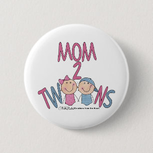 Mam 2 Twins Boy en Girl Ronde Button 5,7 Cm