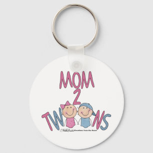 Mam 2 Twins Boy en Girl Sleutelhanger