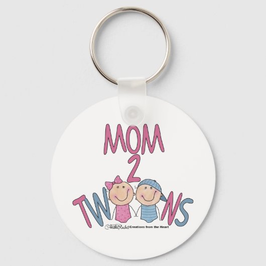 Mam 2 Twins Boy en Girl Sleutelhanger (Voorkant)