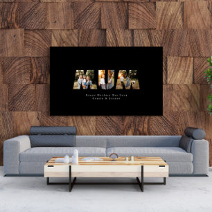 Mam 3 foto modern elegante zwarte moederdag poster