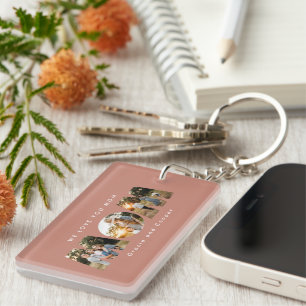 Mam 3 foto moderne elegante terracotta moederdag sleutelhanger